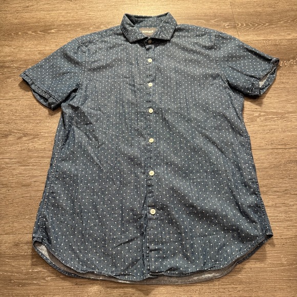 Bonobos Shirt Mens Medium Blue Short Sleeve Slim Fit Button Up Cotton Chambray - Picture 2 of 8